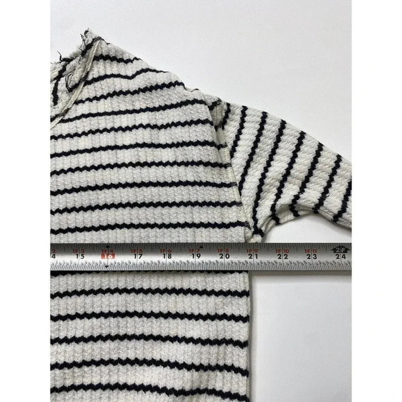 Free People WE THE FREE Thermal Striped Peplum Black White Top Size Small - Picture 5 of 6